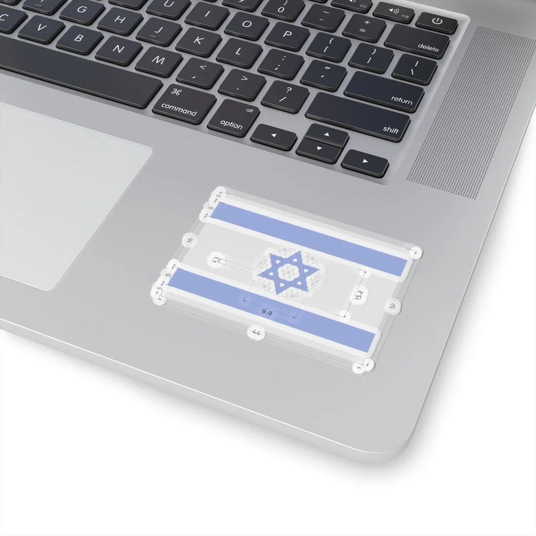 Construction sheet of Flag of Israel Equilateral Magen David (Israel) STICKER Vinyl Kiss-Cut Decal - The Sticker Space