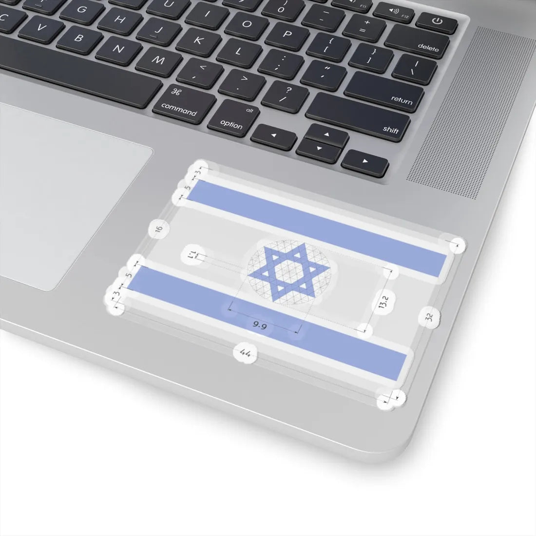 Construction sheet of Flag of Israel Equilateral Magen David (Israel) STICKER Vinyl Kiss-Cut Decal - The Sticker Space