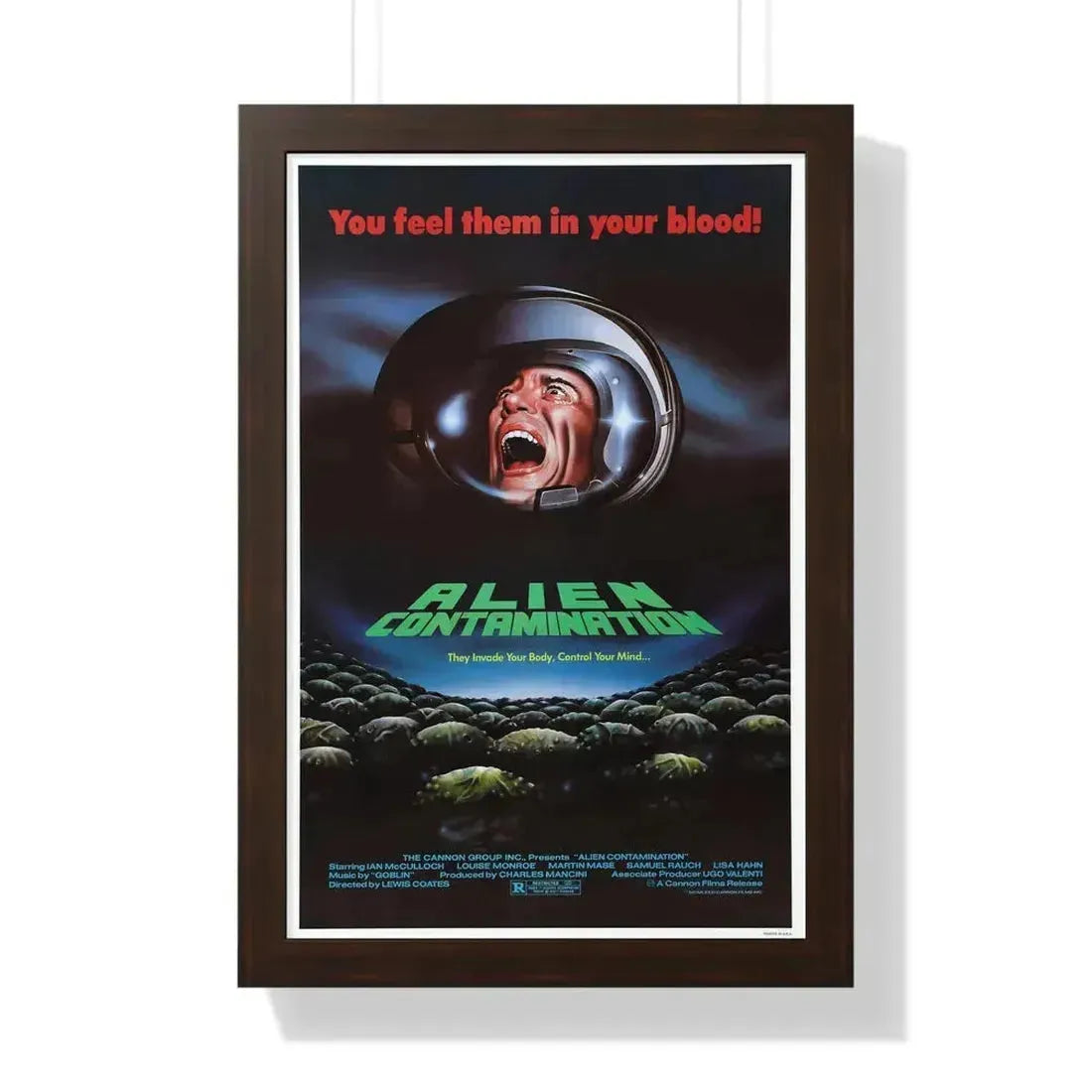 CONTAMINATION 1980 - Framed Movie Poster 16″ x 24″ Walnut - The Sticker Space