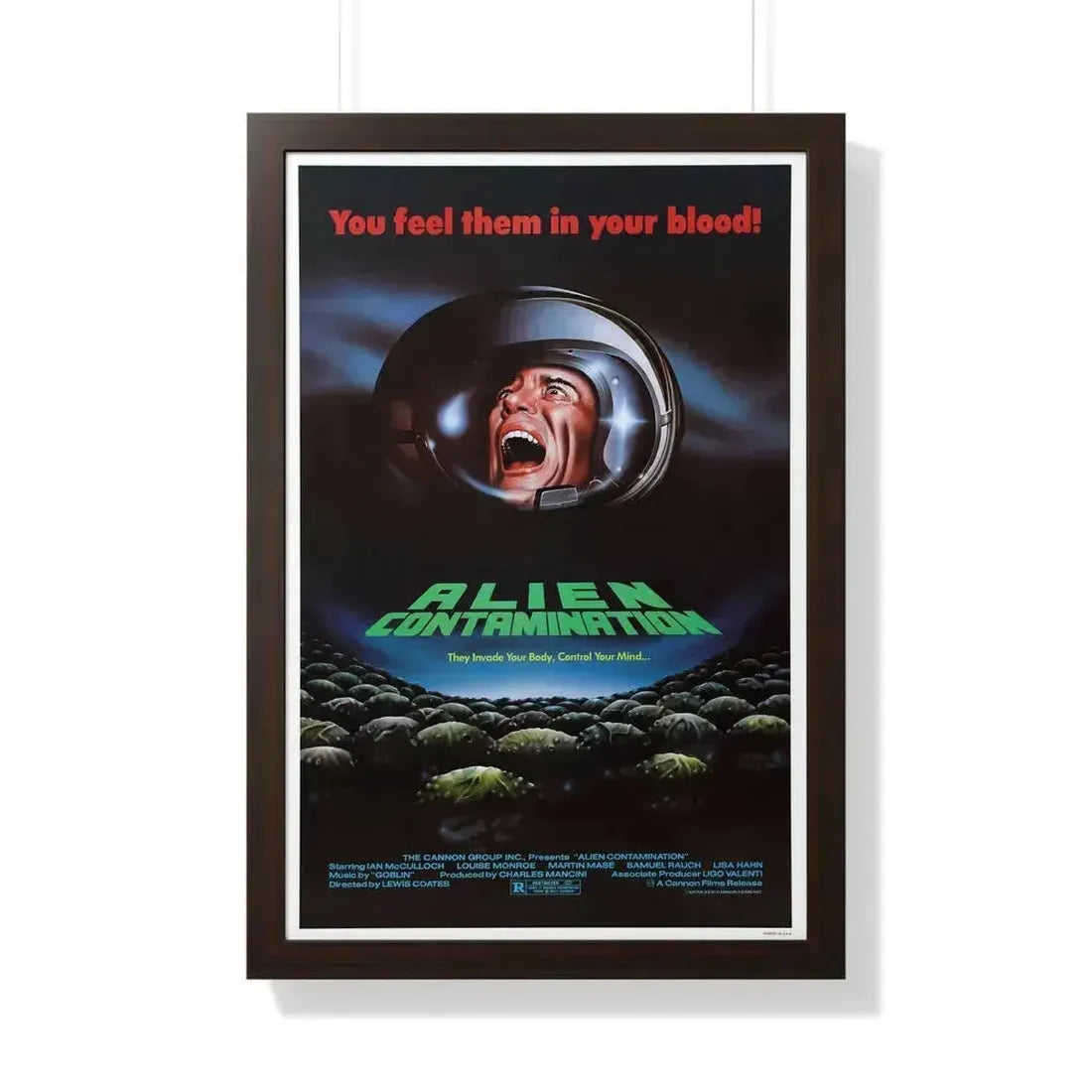 CONTAMINATION 1980 - Framed Movie Poster 20" x 30" Walnut - The Sticker Space