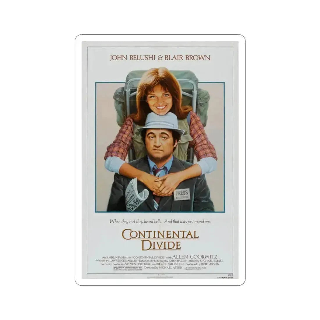 Continental Divide 1981 Movie Poster - STICKER Vinyl Kiss-Cut Decal 3 Inch White - The Sticker Space
