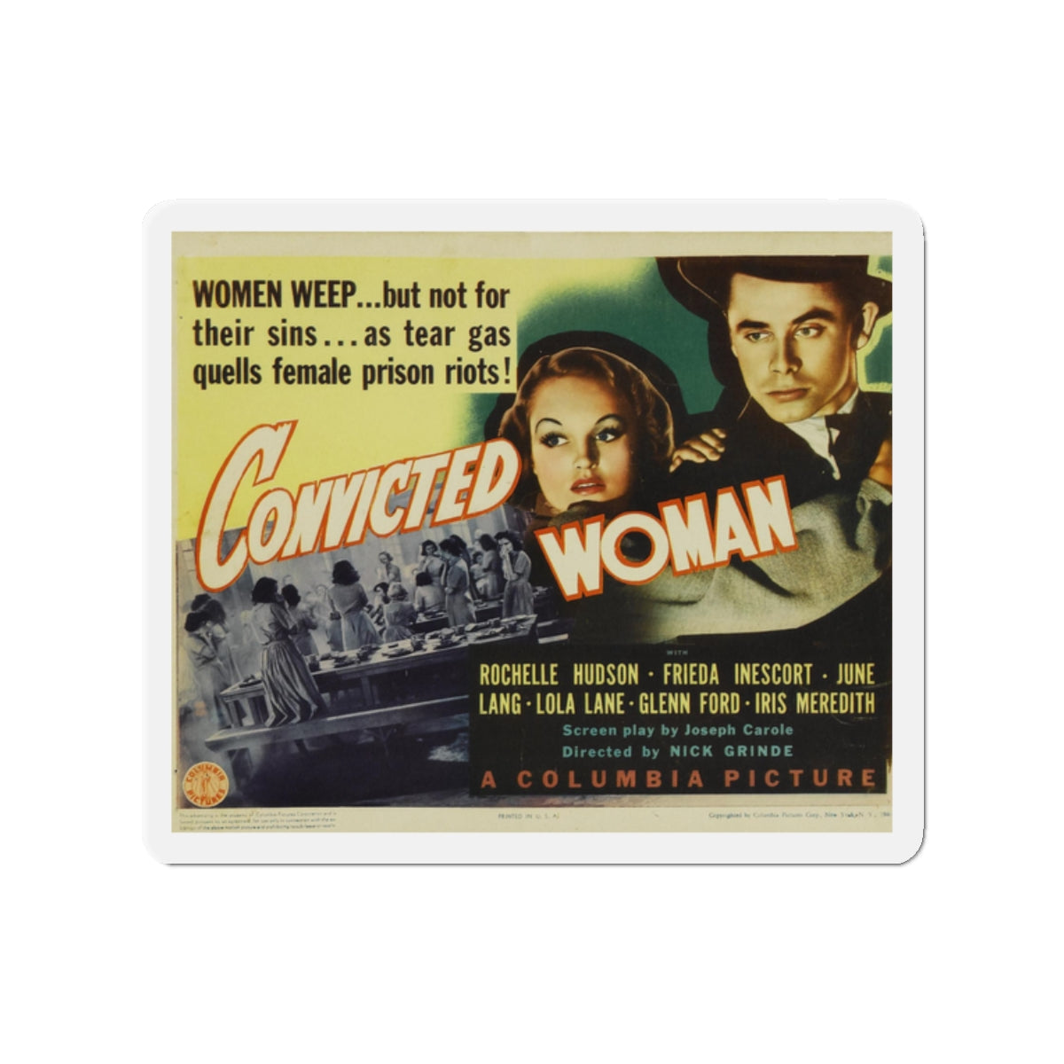 CONVICTED WOMAN 1940 Movie Poster - Die-Cut Magnet-2" x 2"-The Sticker Space