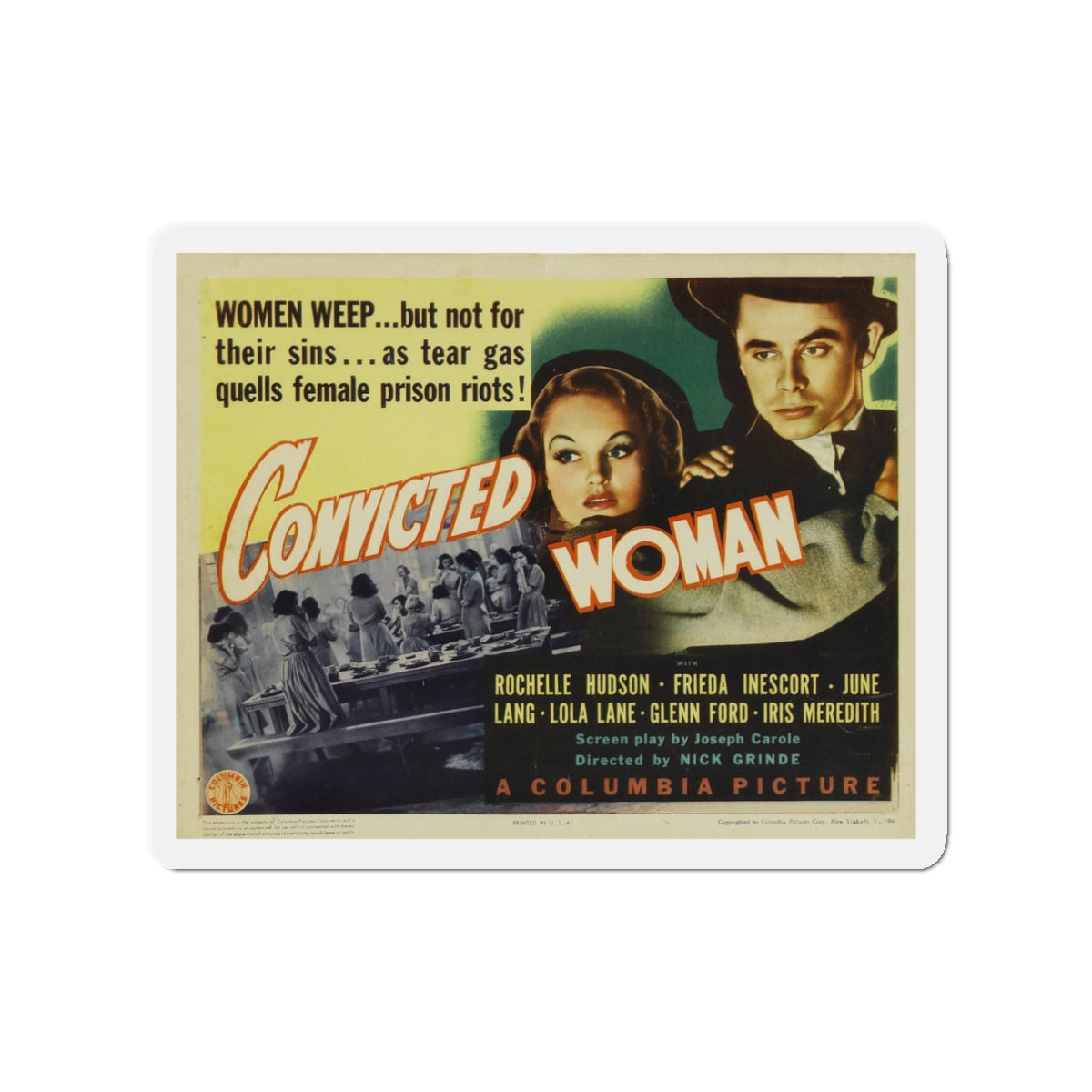 CONVICTED WOMAN 1940 Movie Poster - Die-Cut Magnet-3" x 3"-The Sticker Space