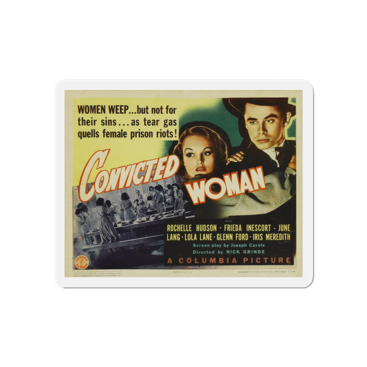 CONVICTED WOMAN 1940 Movie Poster - Die-Cut Magnet-6 × 6"-The Sticker Space