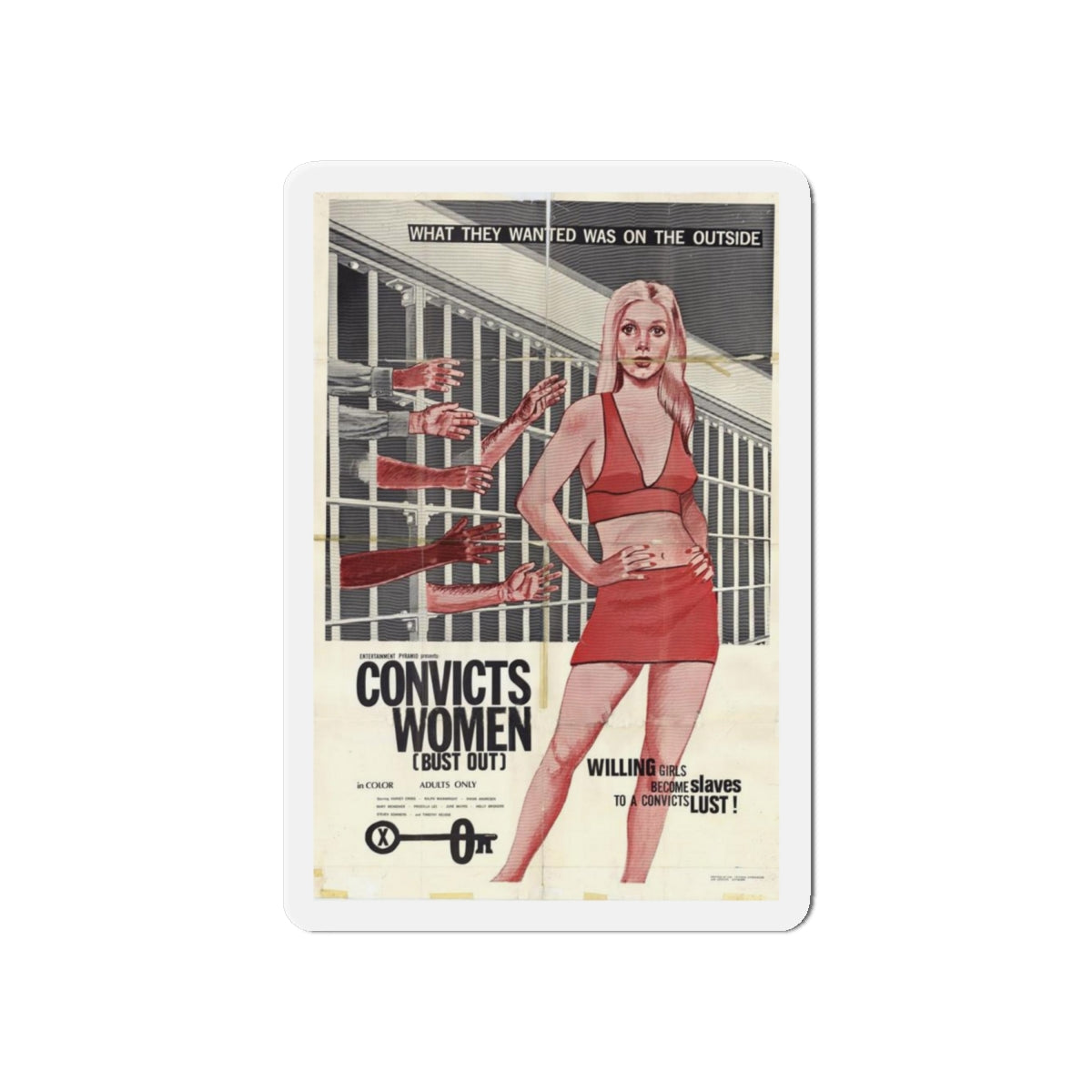 CONVICTS WOMEN 1974 Movie Poster - Die-Cut Magnet-6 × 6"-The Sticker Space