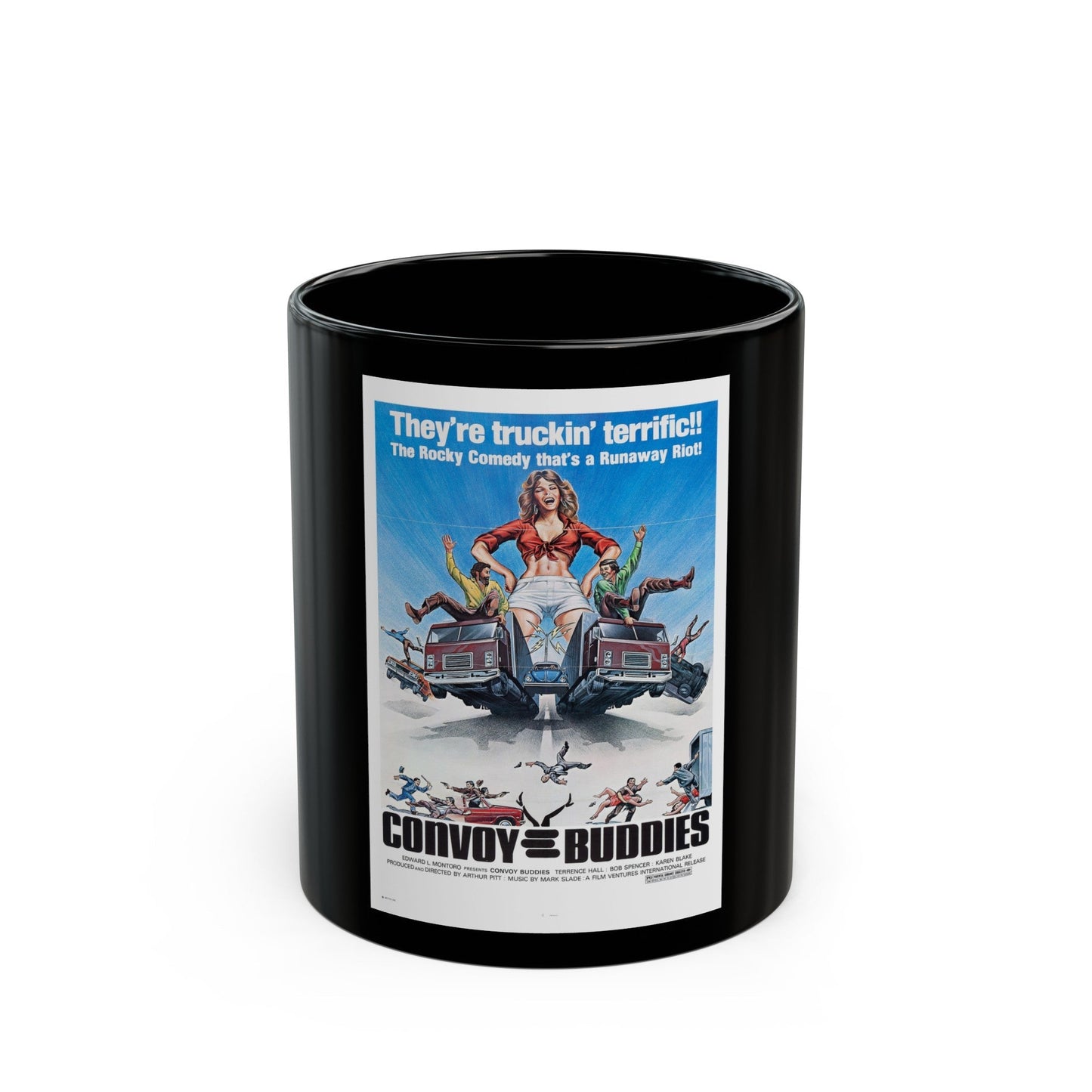 CONVOY BUDDIES 1975 Movie Poster - Black Coffee Mug-11oz-The Sticker Space