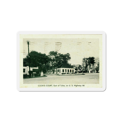 Cooks Court East of Tulsa on US Highway 66 (Greeting Postcards) Die-Cut Magnet-3" x 3"-The Sticker Space