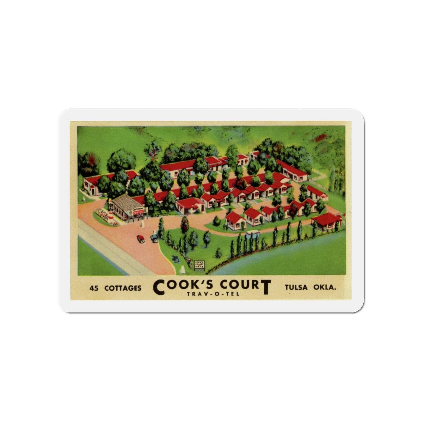 Cooks Court Trav-O-Tel (Greeting Postcards) Die-Cut Magnet-4" x 4"-The Sticker Space