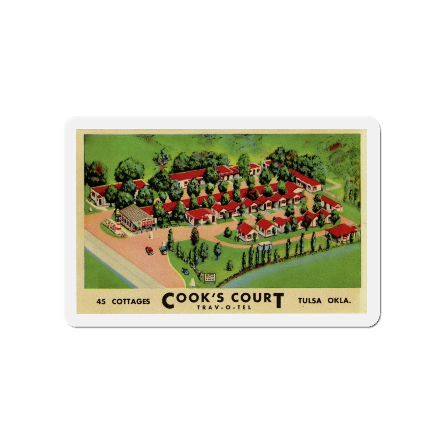 Cooks Court Trav-O-Tel (Greeting Postcards) Die-Cut Magnet-5" x 5"-The Sticker Space