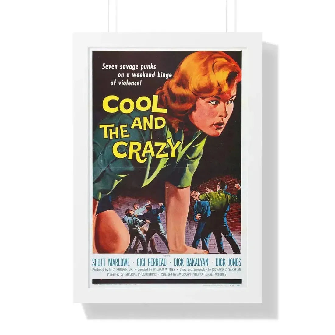 COOL AND THE CRAZY 1958 - Framed Movie Poster 16″ x 24″ White - The Sticker Space