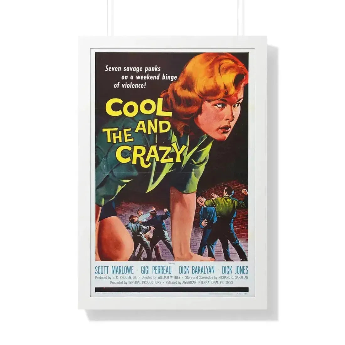 COOL AND THE CRAZY 1958 - Framed Movie Poster 20" x 30" White - The Sticker Space
