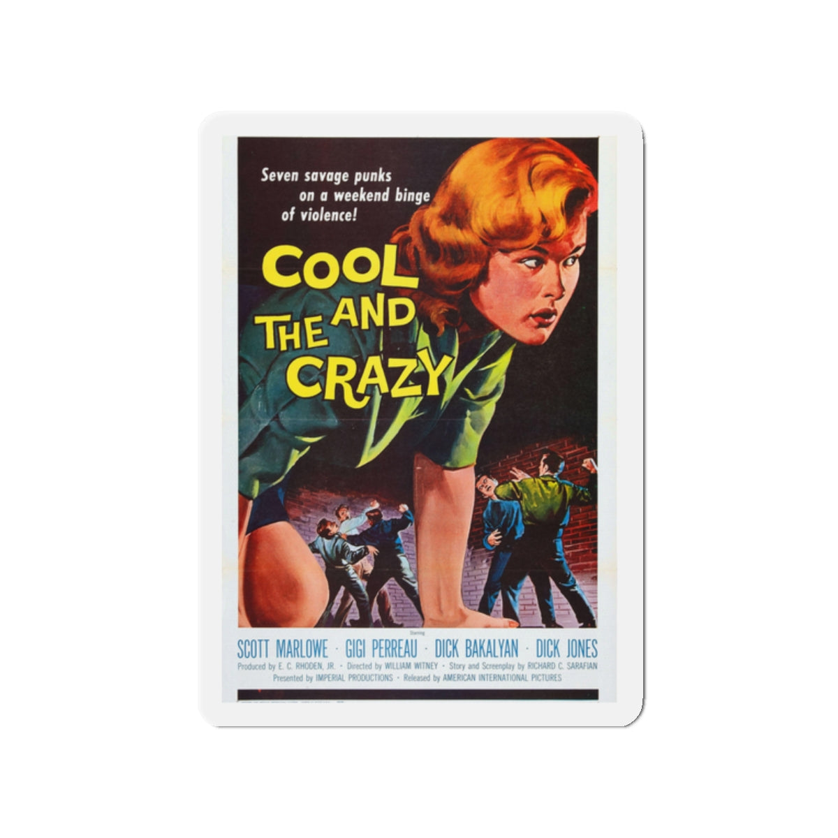 COOL AND THE CRAZY 1958 Movie Poster - Die-Cut Magnet-2" x 2"-The Sticker Space