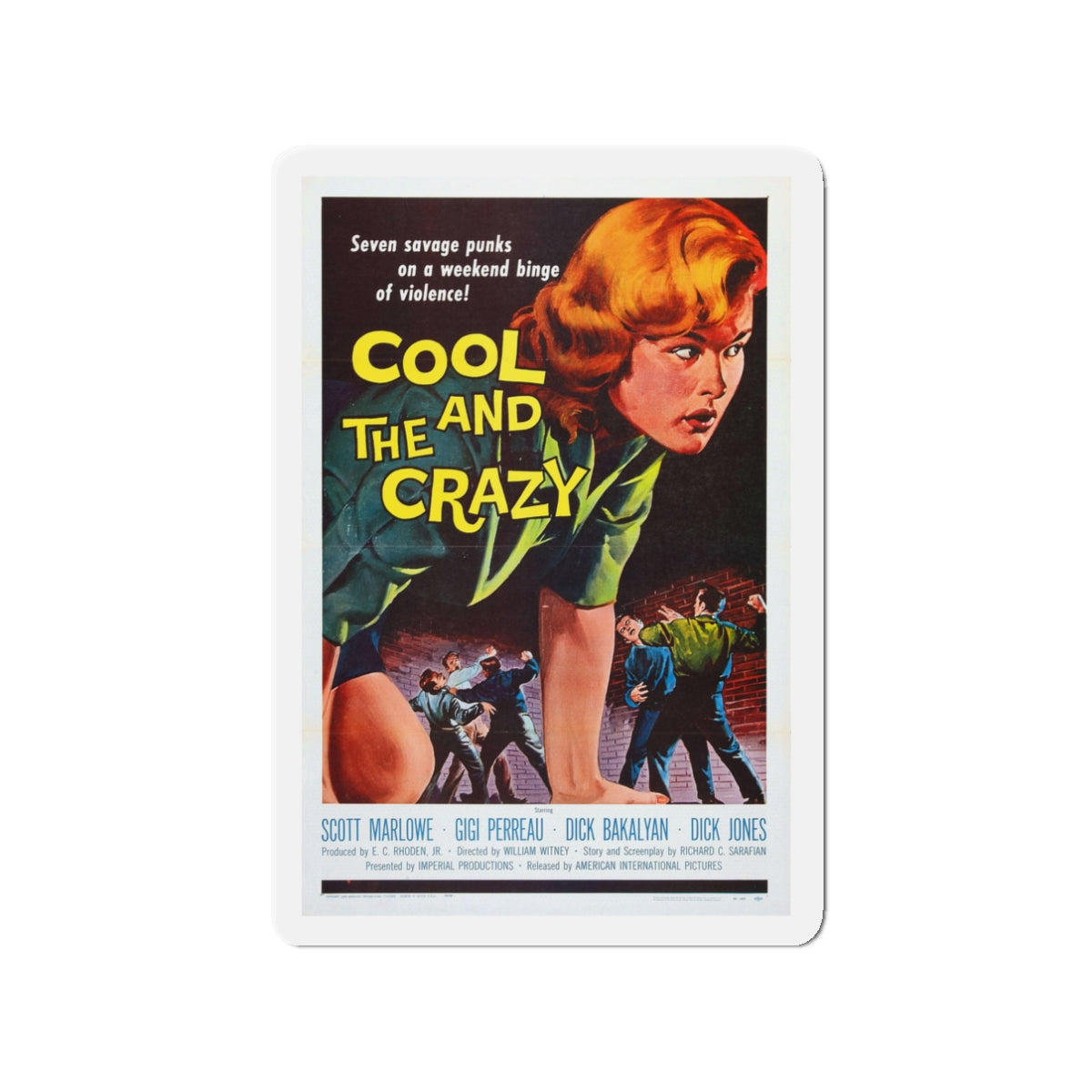 COOL AND THE CRAZY 1958 Movie Poster - Die-Cut Magnet-3" x 3"-The Sticker Space