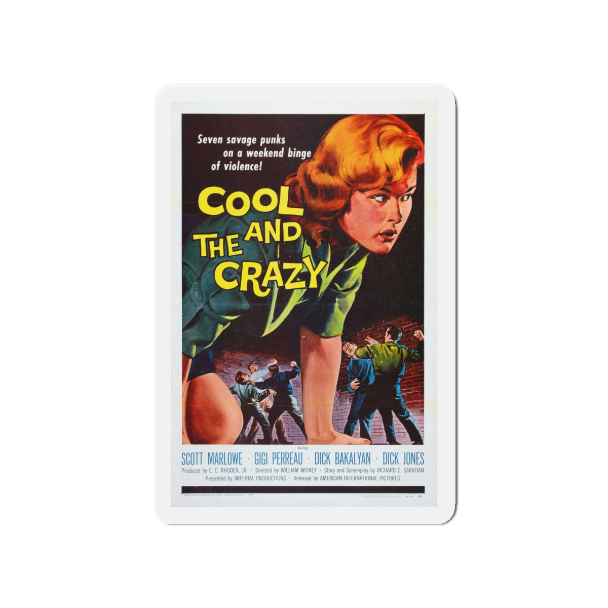 COOL AND THE CRAZY 1958 Movie Poster - Die-Cut Magnet-4" x 4"-The Sticker Space