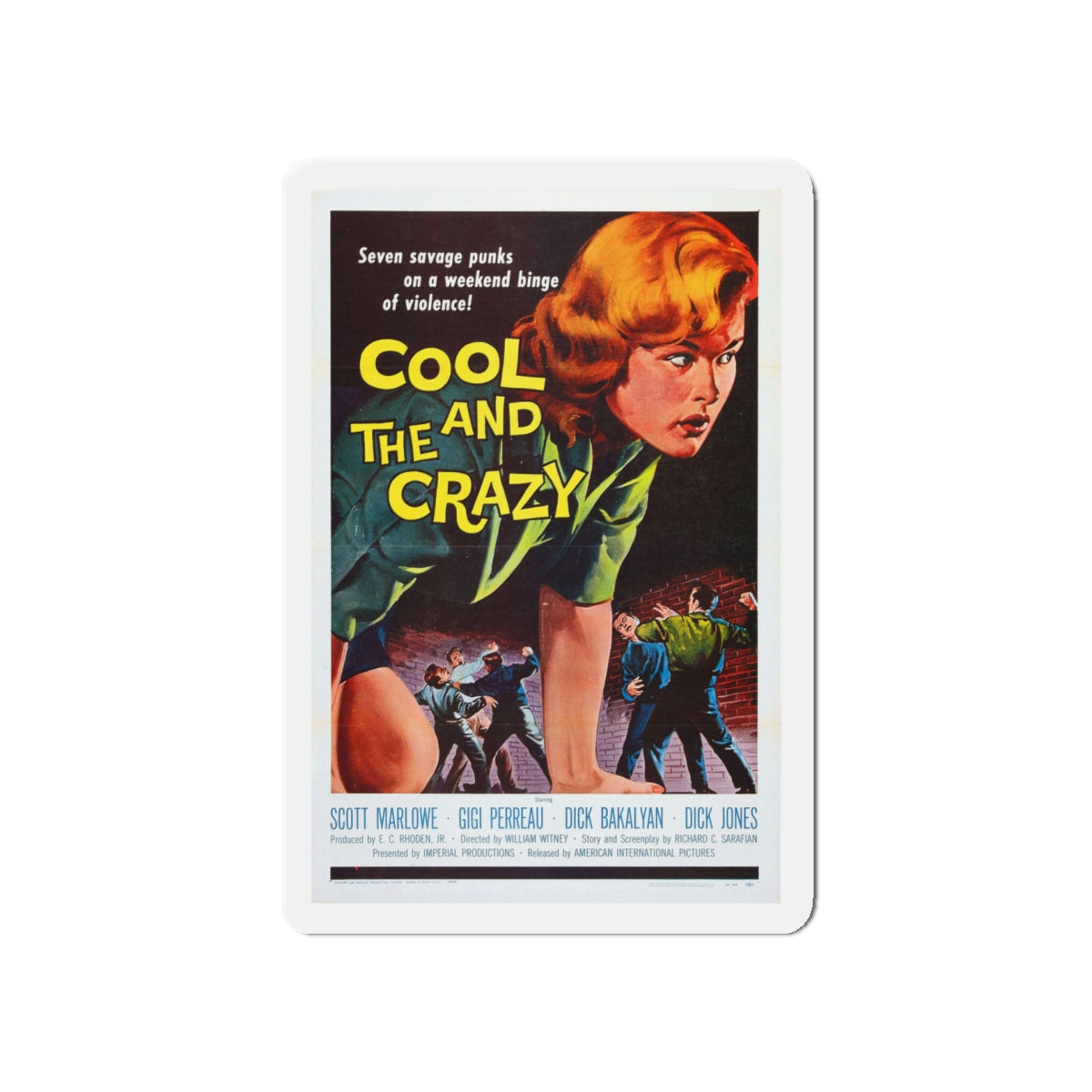 COOL AND THE CRAZY 1958 Movie Poster - Die-Cut Magnet-5" x 5"-The Sticker Space