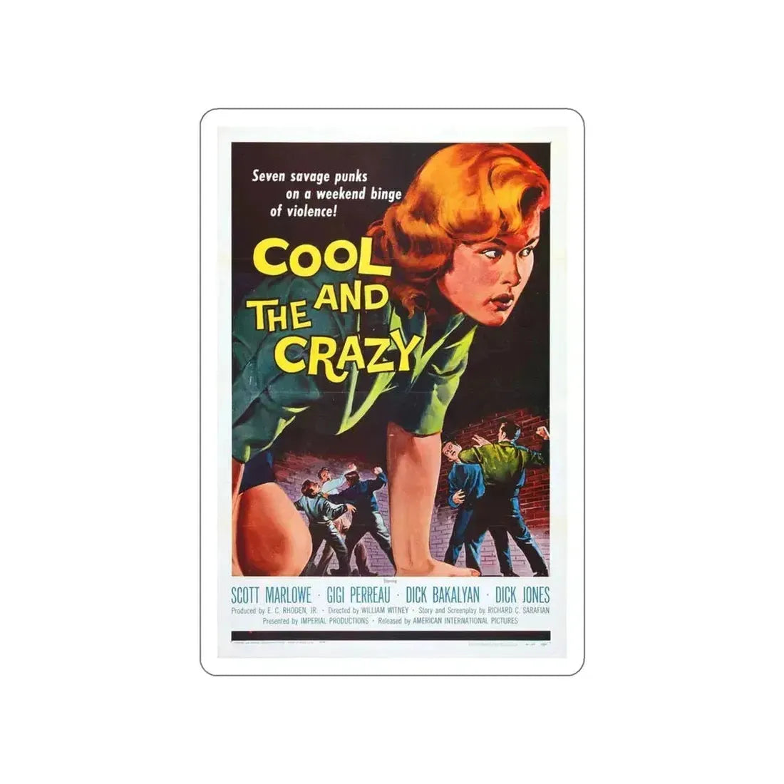 COOL AND THE CRAZY 1958 Movie Poster STICKER Vinyl Die-Cut Decal 4 Inch - The Sticker Space