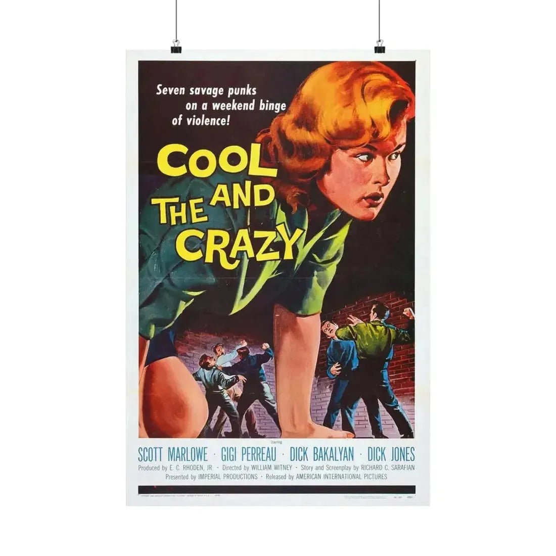 COOL AND THE CRAZY 1958 - Paper Movie Poster - The Sticker Space
