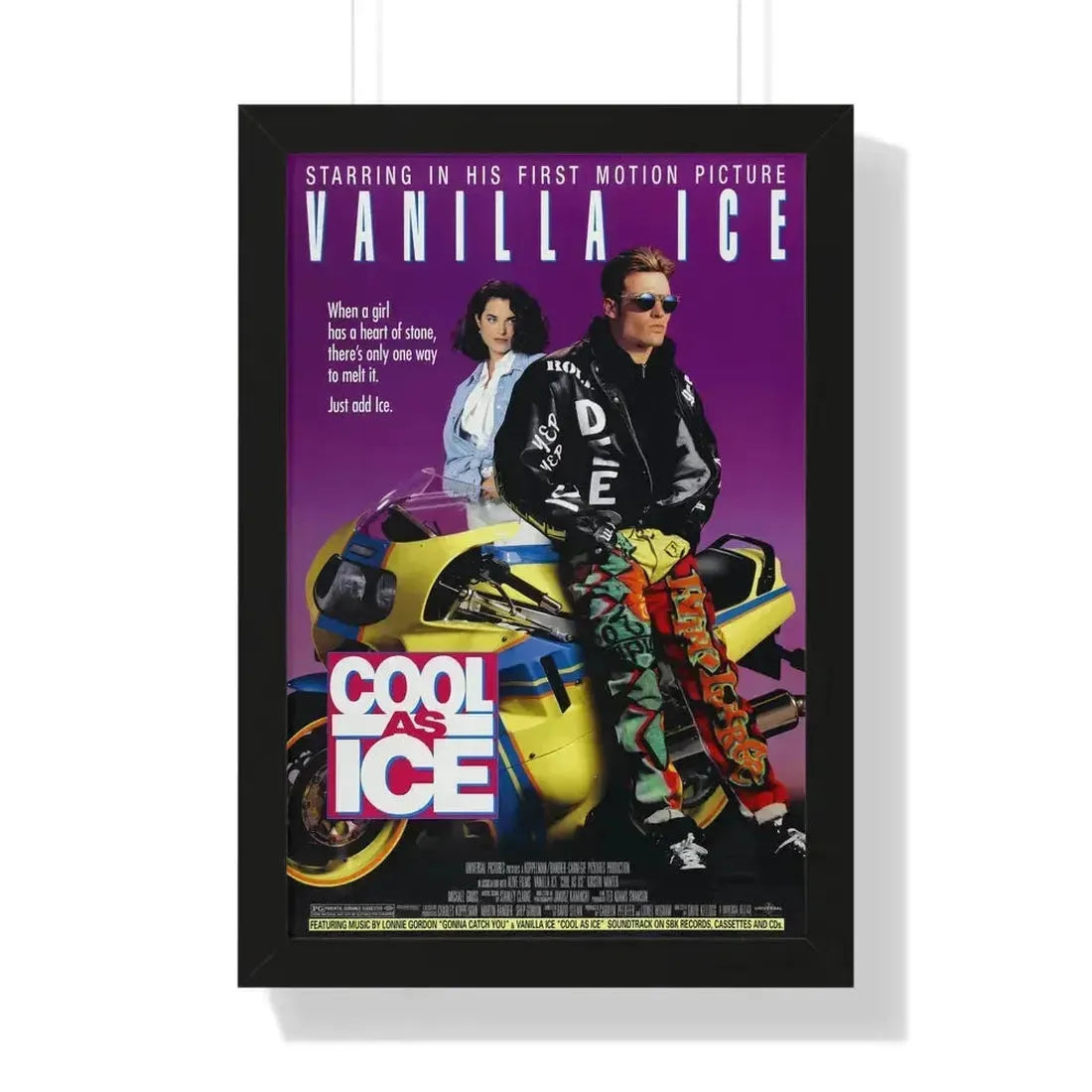 COOL AS ICE 1991 - Framed Movie Poster 16″ x 24″ Black - The Sticker Space