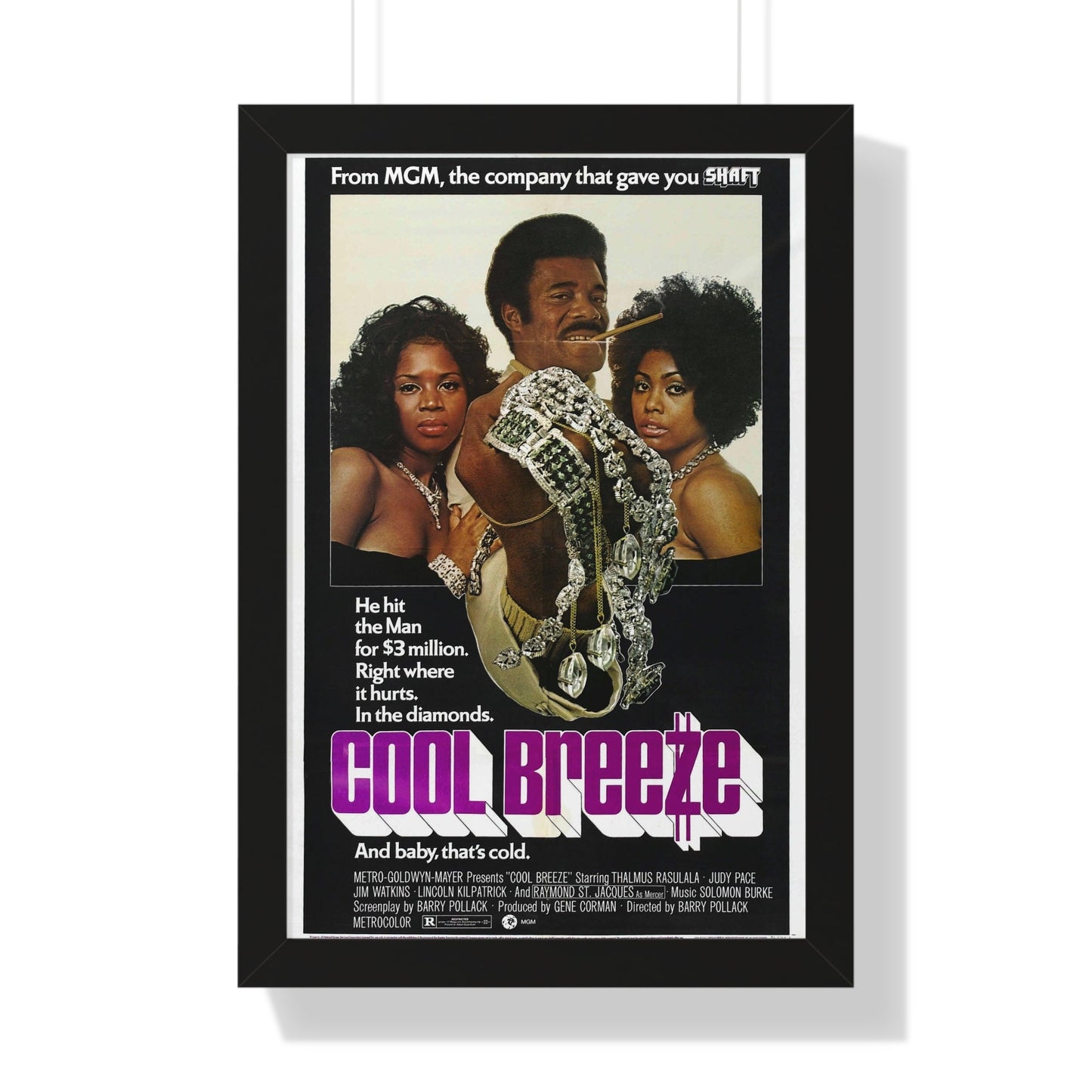 COOL BREEZE 1972 - Framed Movie Poster-16″ x 24″-The Sticker Space