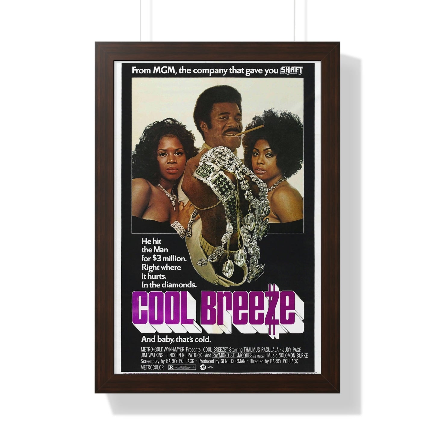 COOL BREEZE 1972 - Framed Movie Poster-16″ x 24″-The Sticker Space