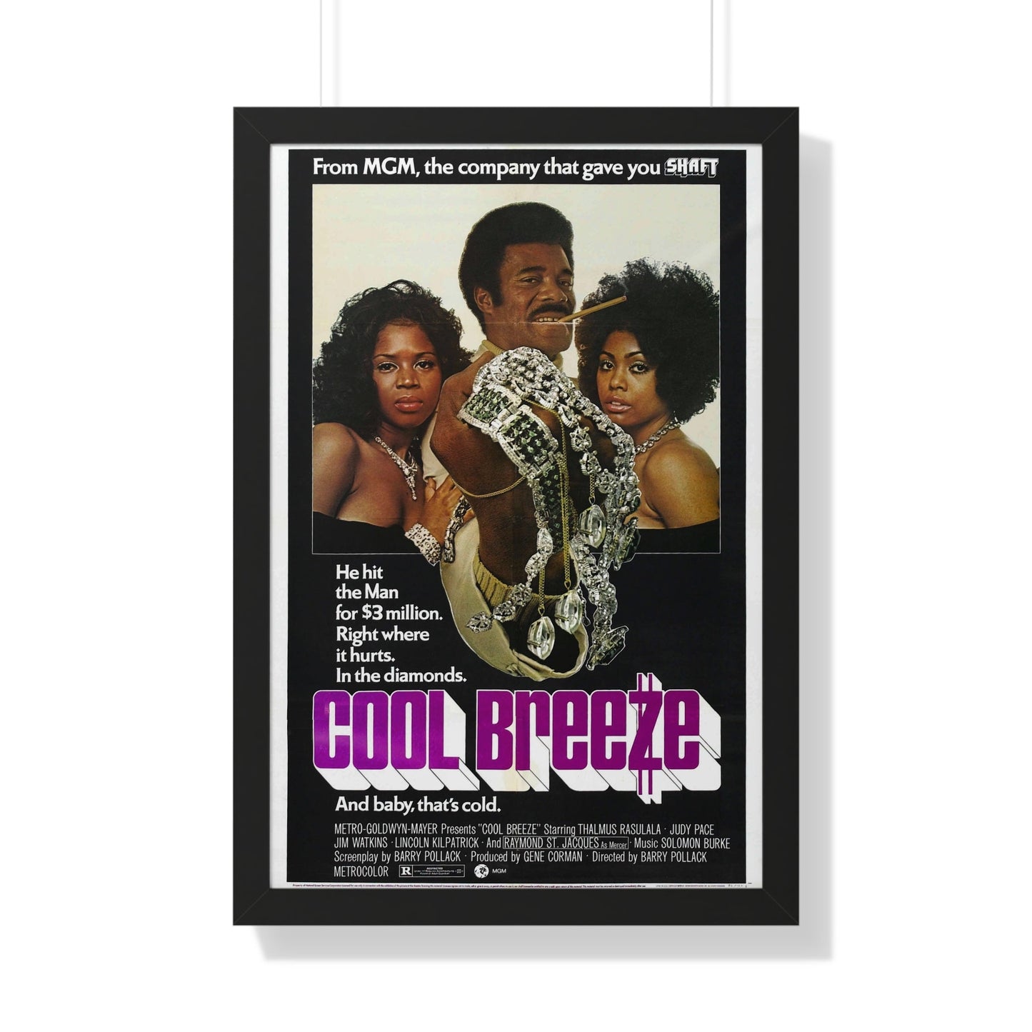 COOL BREEZE 1972 - Framed Movie Poster-20" x 30"-The Sticker Space