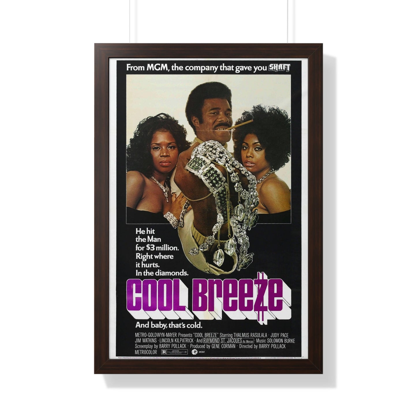 COOL BREEZE 1972 - Framed Movie Poster-20" x 30"-The Sticker Space