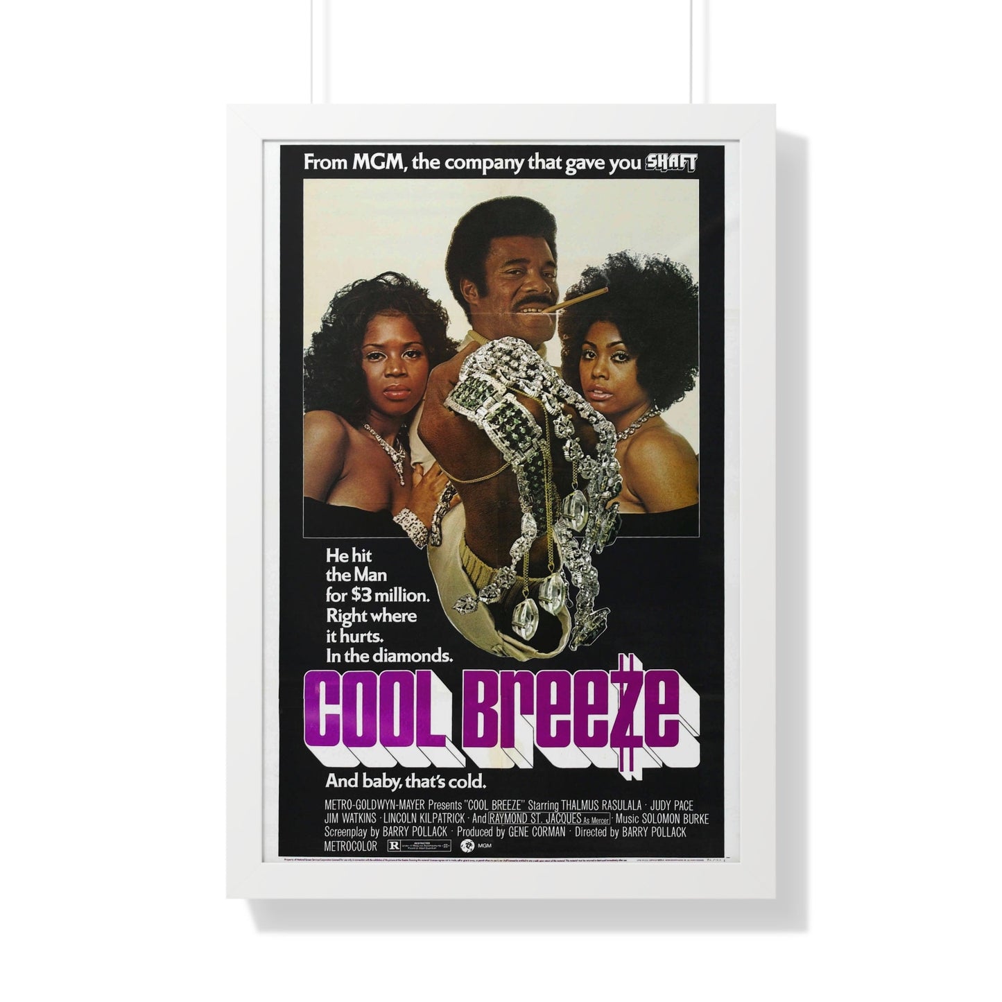 COOL BREEZE 1972 - Framed Movie Poster-20" x 30"-The Sticker Space