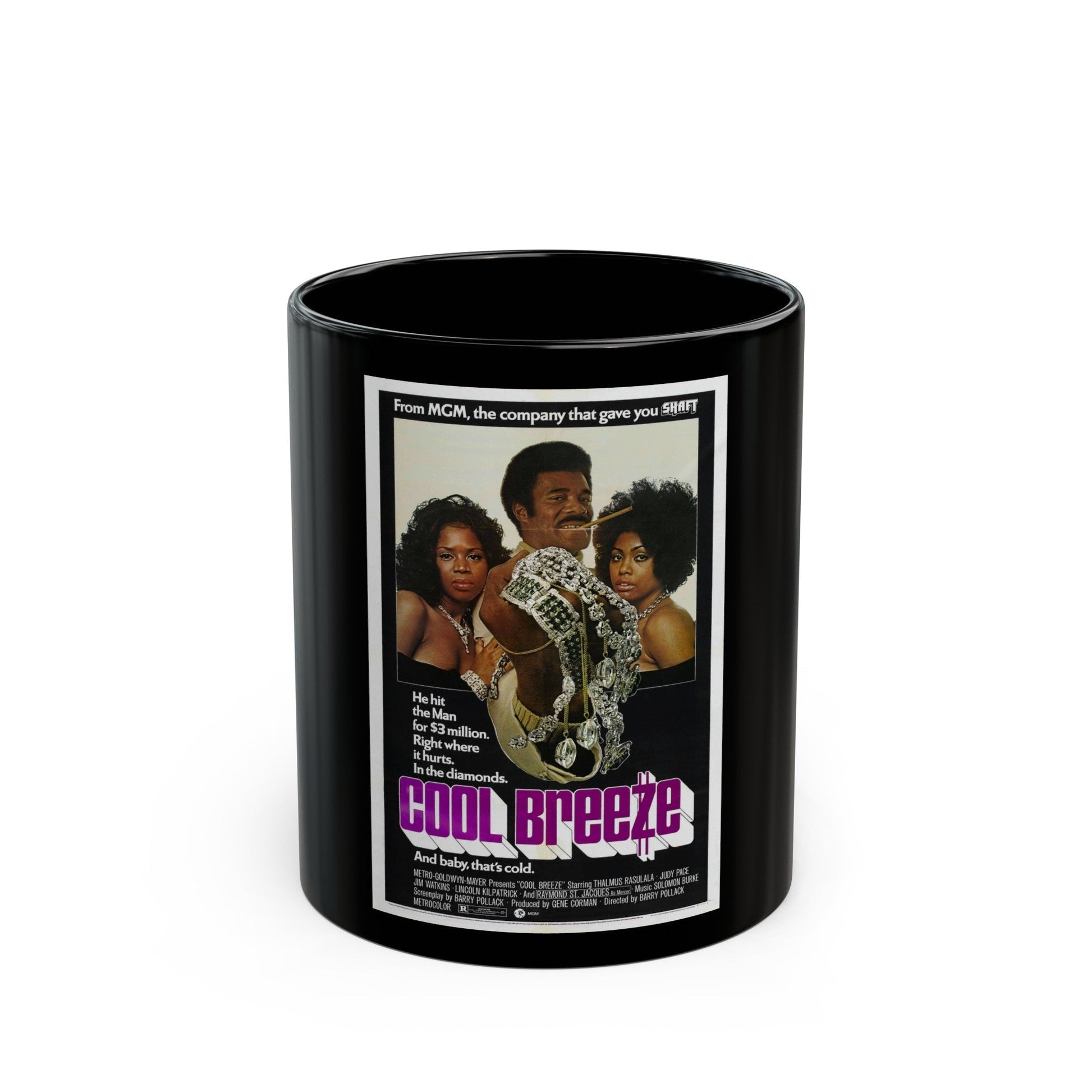 COOL BREEZE 1972 Movie Poster - Black Coffee Mug-11oz-The Sticker Space