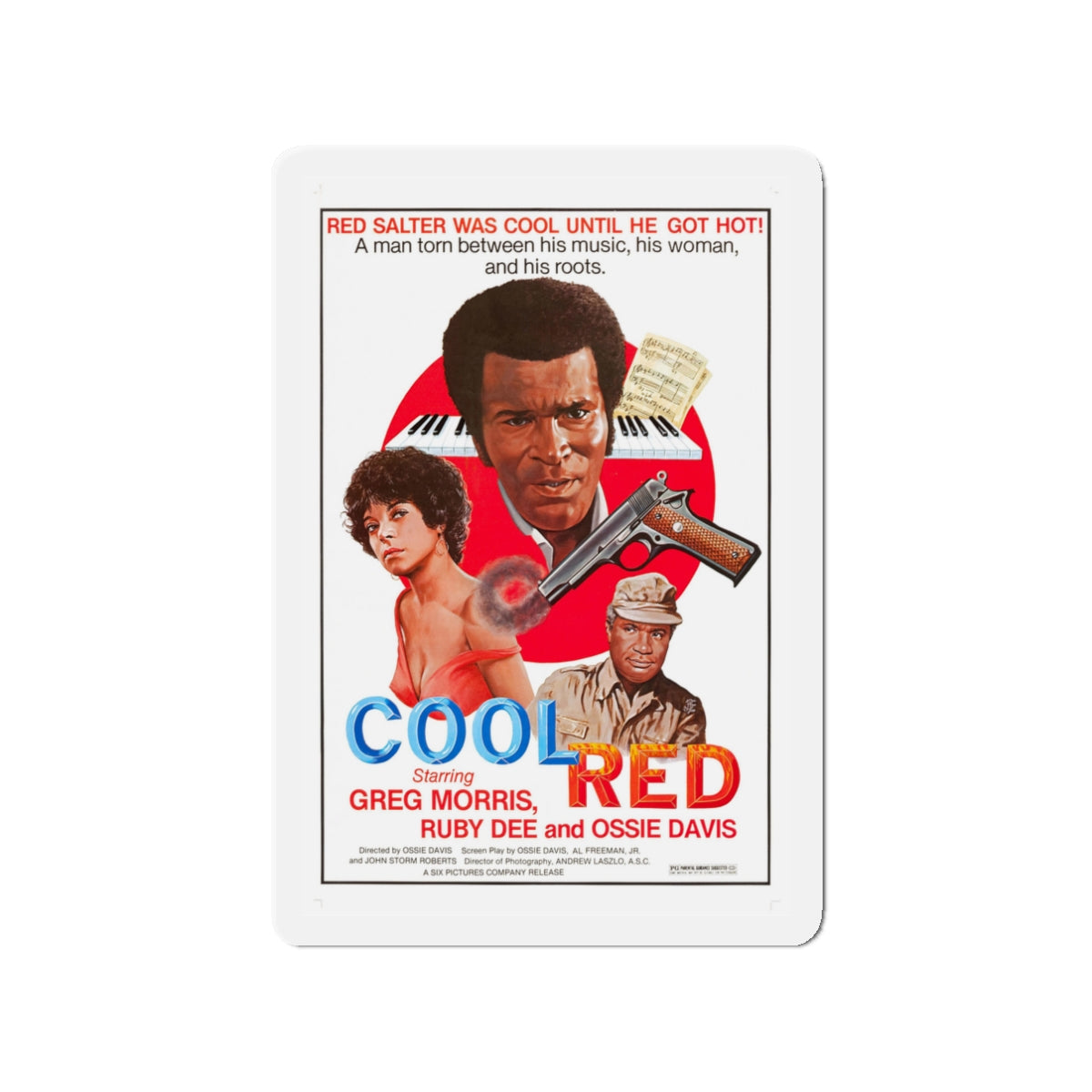 COOL RED 1976 Movie Poster - Die-Cut Magnet-3" x 3"-The Sticker Space