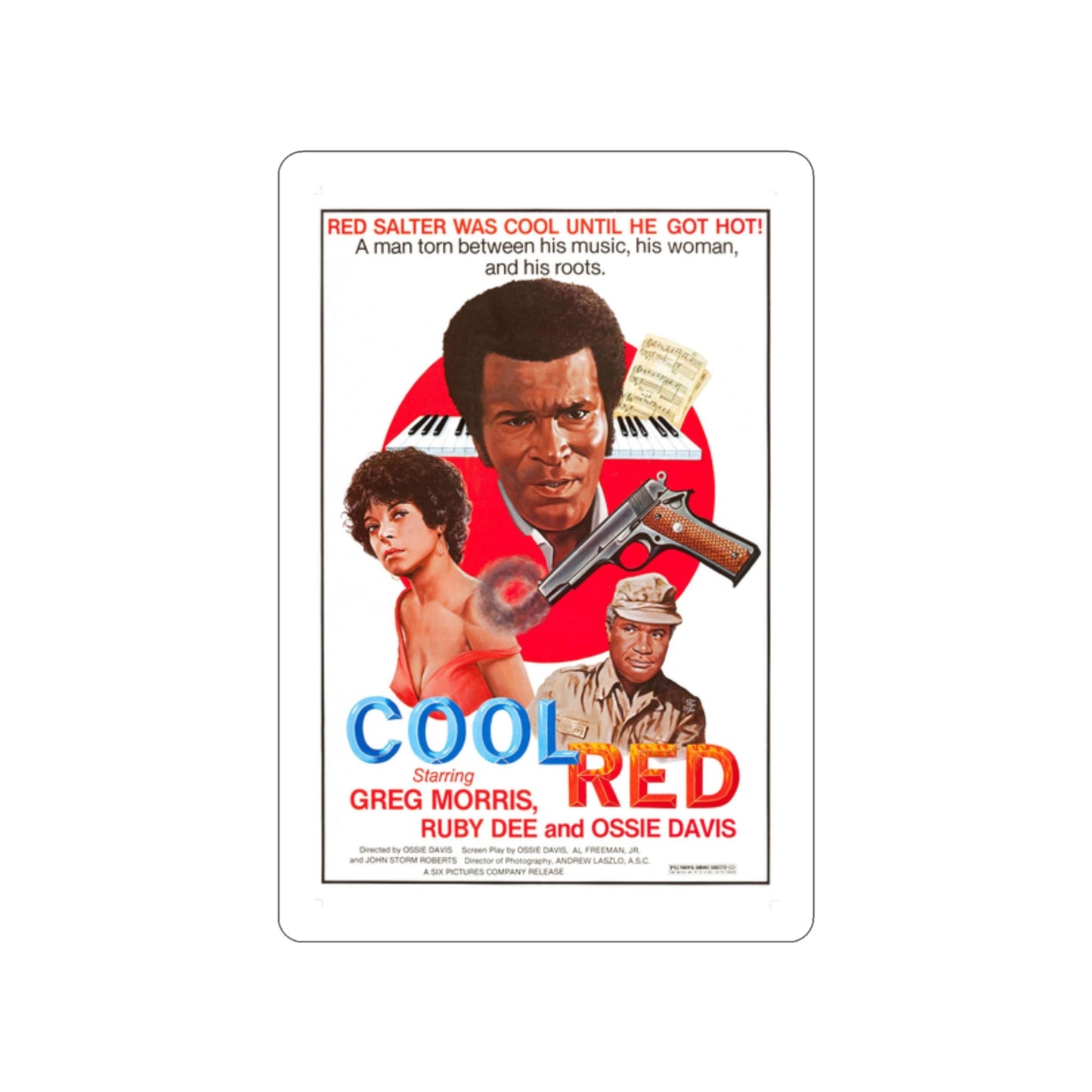 COOL RED 1976 Movie Poster STICKER Vinyl Die-Cut Decal-2 Inch-The Sticker Space