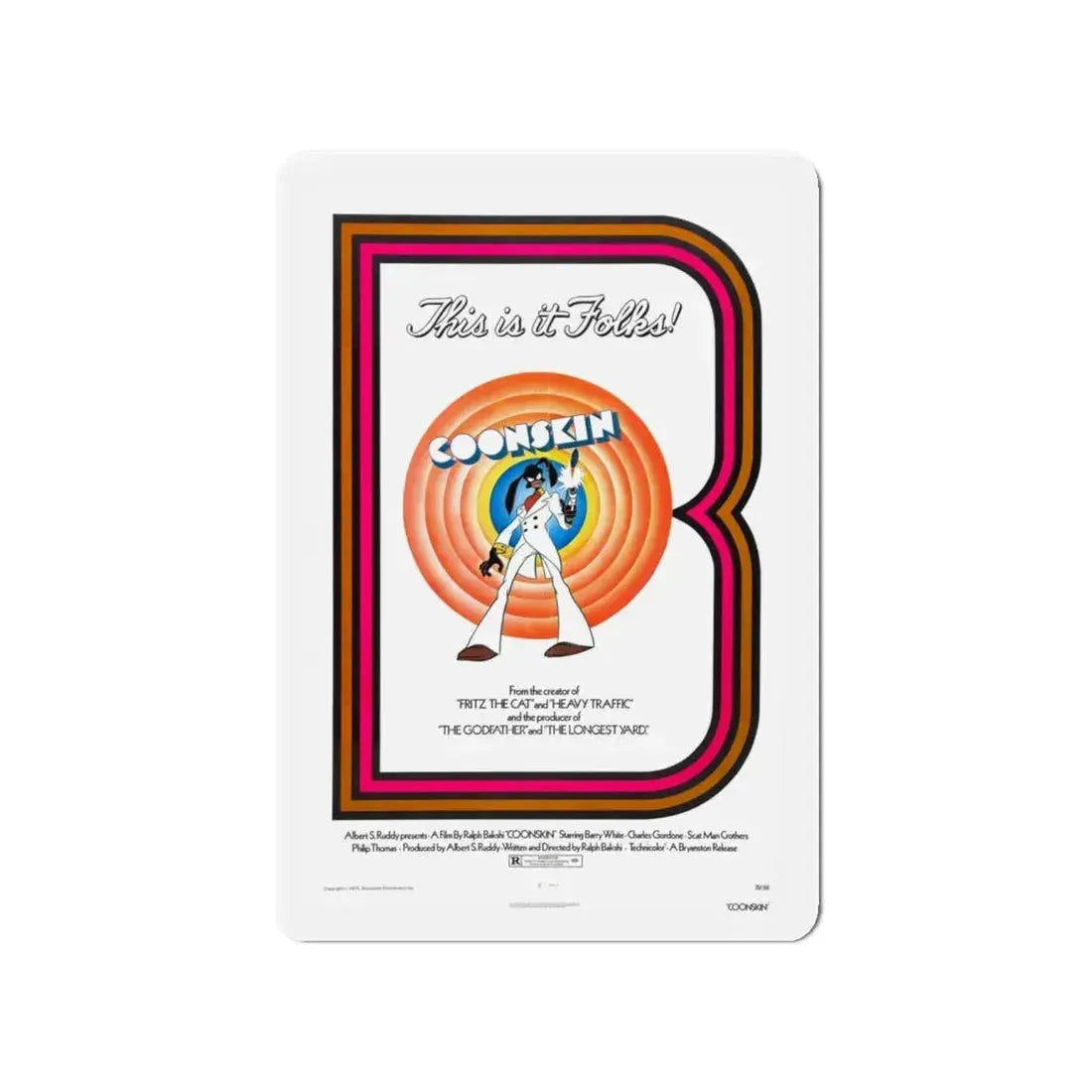 COONSKIN 1975 Movie Poster - Refrigerator Magnet 4 Inch - The Sticker Space