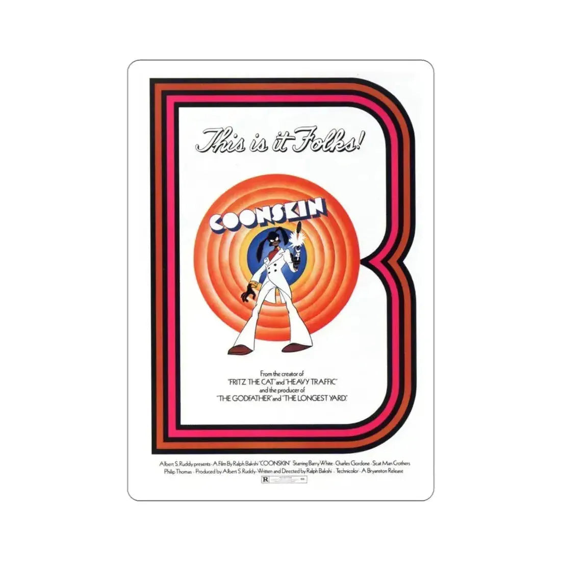 Coonskin 1975 Movie Poster STICKER Vinyl Die-Cut Decal 4 Inch - The Sticker Space