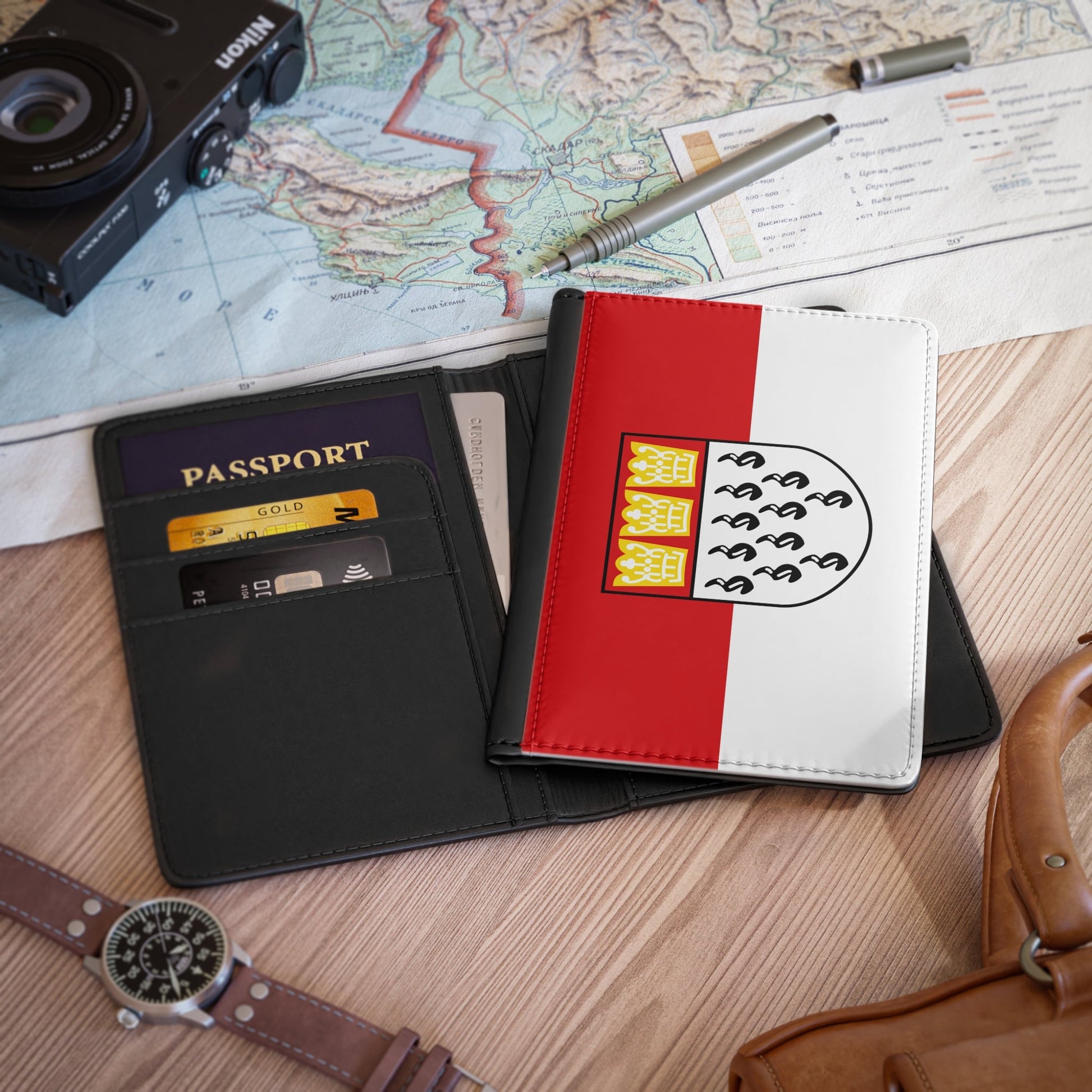 Copy of Flag of Köln Germany - Passport Holder-3.9" x 5.8"-The Sticker Space