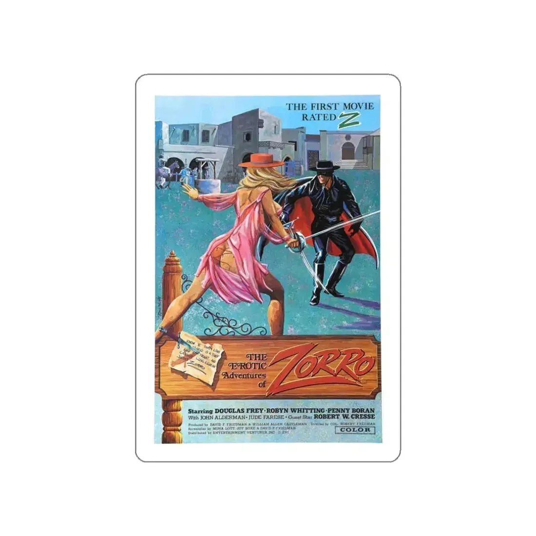 Copy of THE EROTIC ADVENTURES OF ZORRO 1972 Movie Poster STICKER Vinyl Die-Cut Decal 3 Inch - The Sticker Space