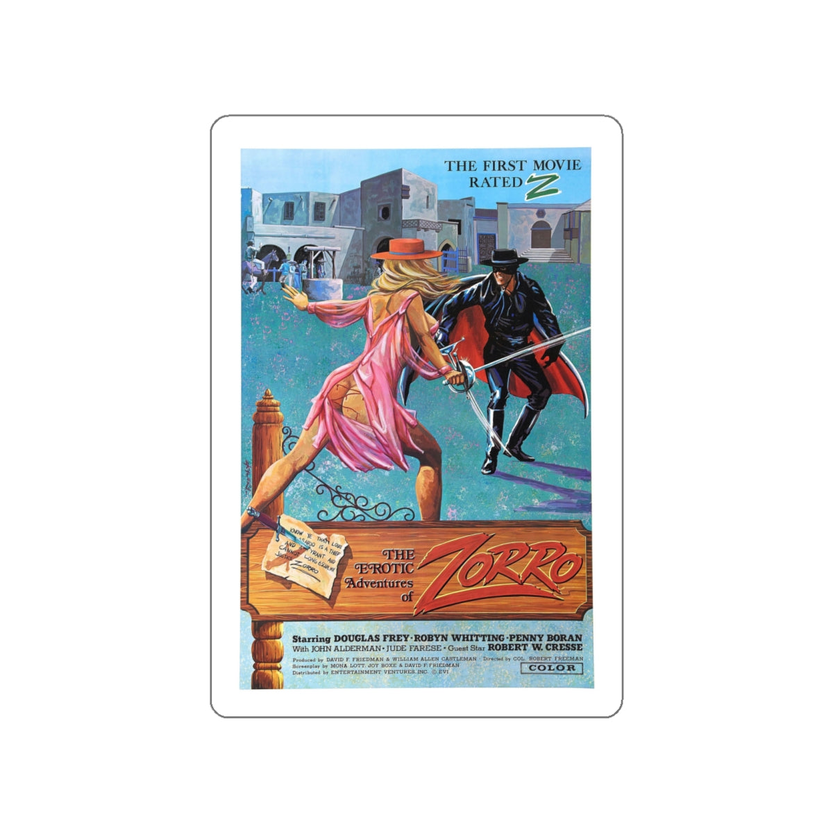 Copy of THE EROTIC ADVENTURES OF ZORRO 1972 Movie Poster STICKER Vinyl Die-Cut Decal-White-The Sticker Space