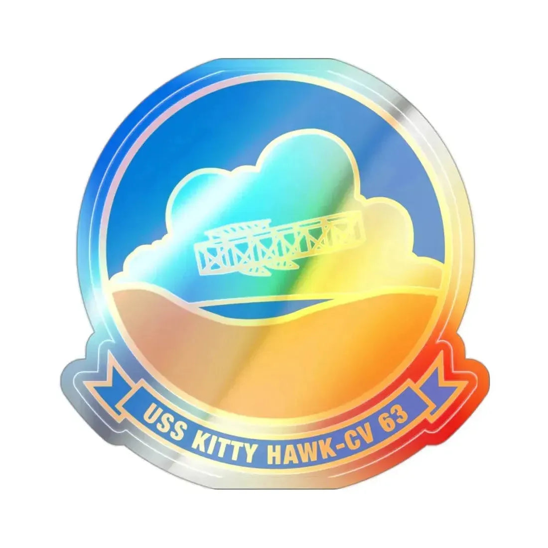 Copy of USS Kitty Hawk CV 63 (U.S. Navy) Holographic STICKER Die-Cut Vinyl Decal 2 Inch Holographic - The Sticker Space