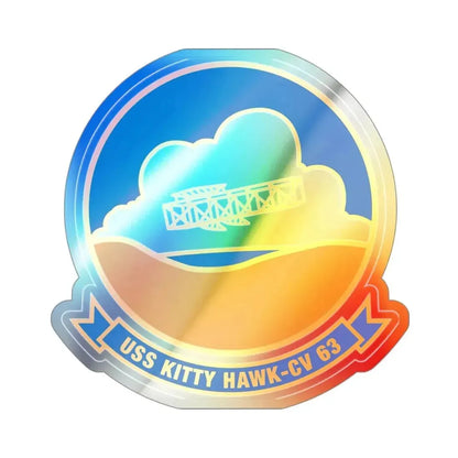 Copy of USS Kitty Hawk CV 63 (U.S. Navy) Holographic STICKER Die-Cut Vinyl Decal 3 Inch Holographic - The Sticker Space