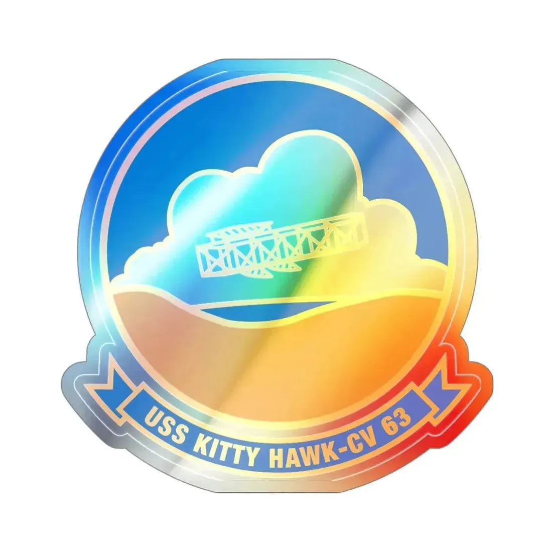 Copy of USS Kitty Hawk CV 63 (U.S. Navy) Holographic STICKER Die-Cut Vinyl Decal 5 Inch Holographic - The Sticker Space