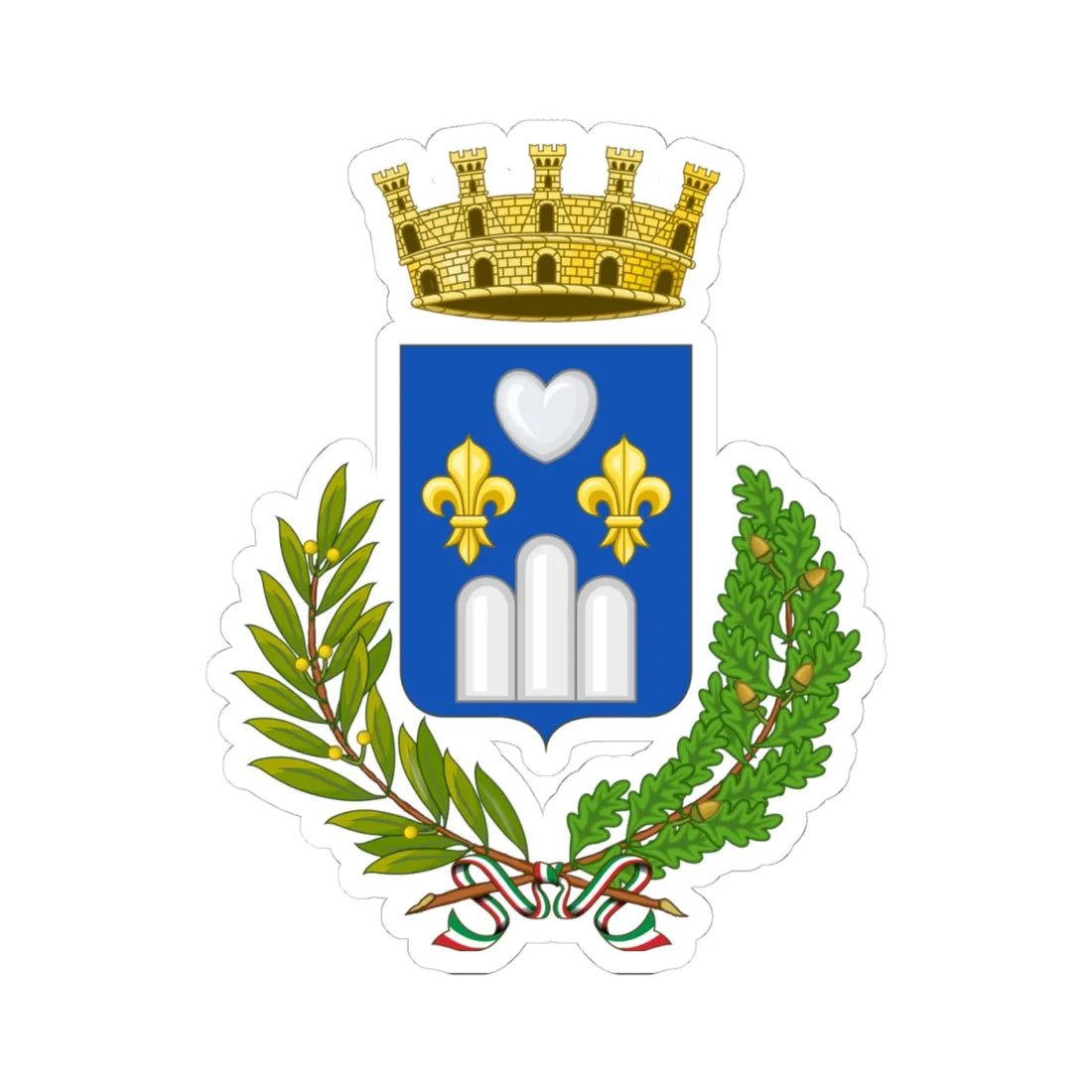 Coriano-Stemma (Italy) (Coat of Arms) STICKER Vinyl Kiss-Cut Decal 4 Inch White - The Sticker Space