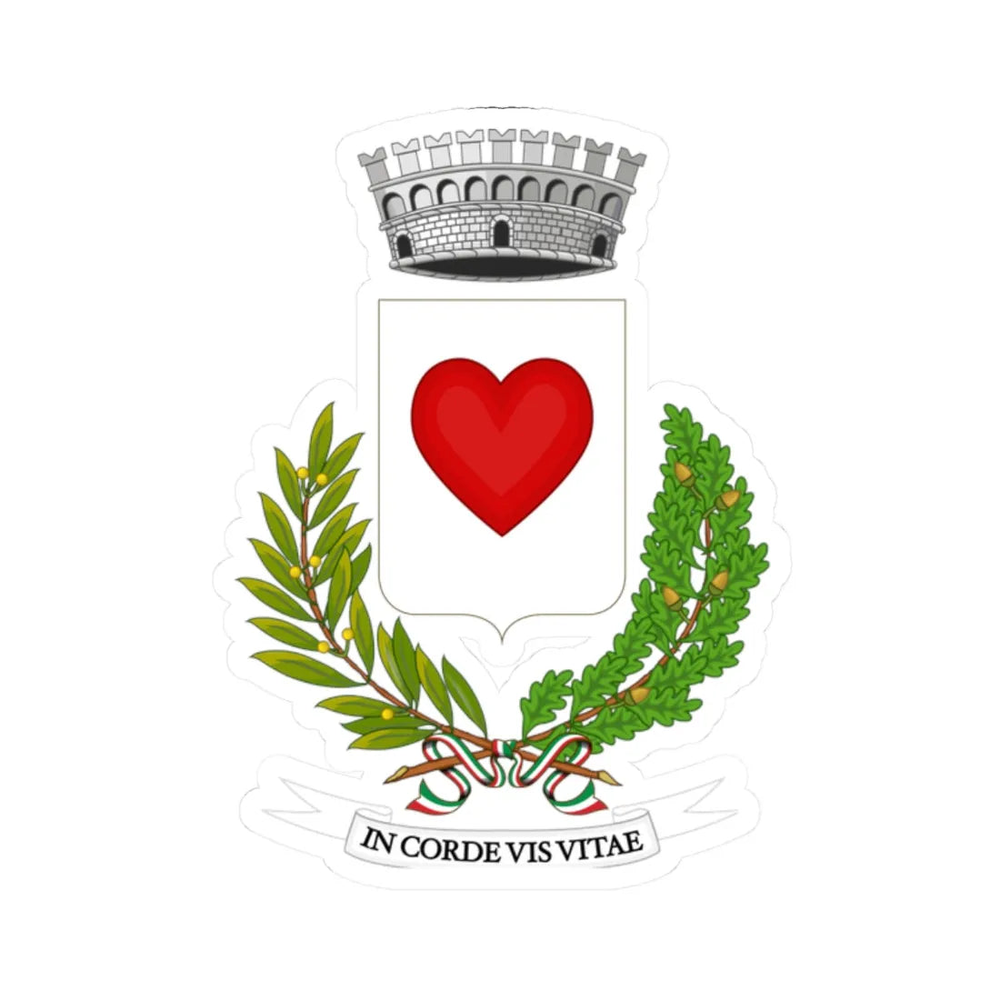 Corigliano dOtranto-Stemma (Italy) (Coat of Arms) STICKER Vinyl Kiss-Cut Decal 2 Inch White - The Sticker Space