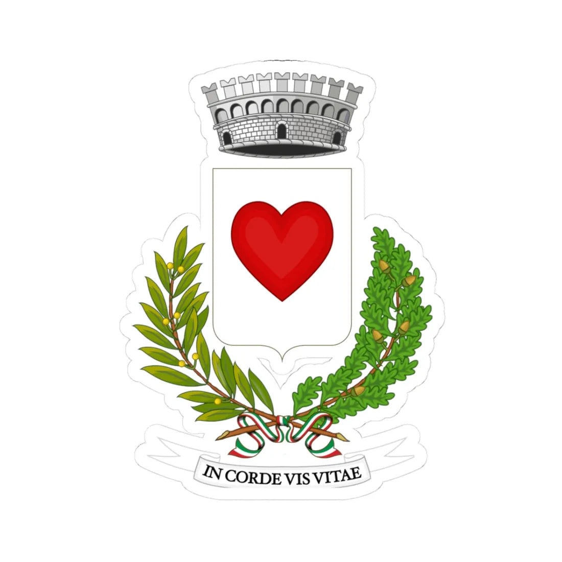 Corigliano dOtranto-Stemma (Italy) (Coat of Arms) STICKER Vinyl Kiss-Cut Decal 3 Inch White - The Sticker Space