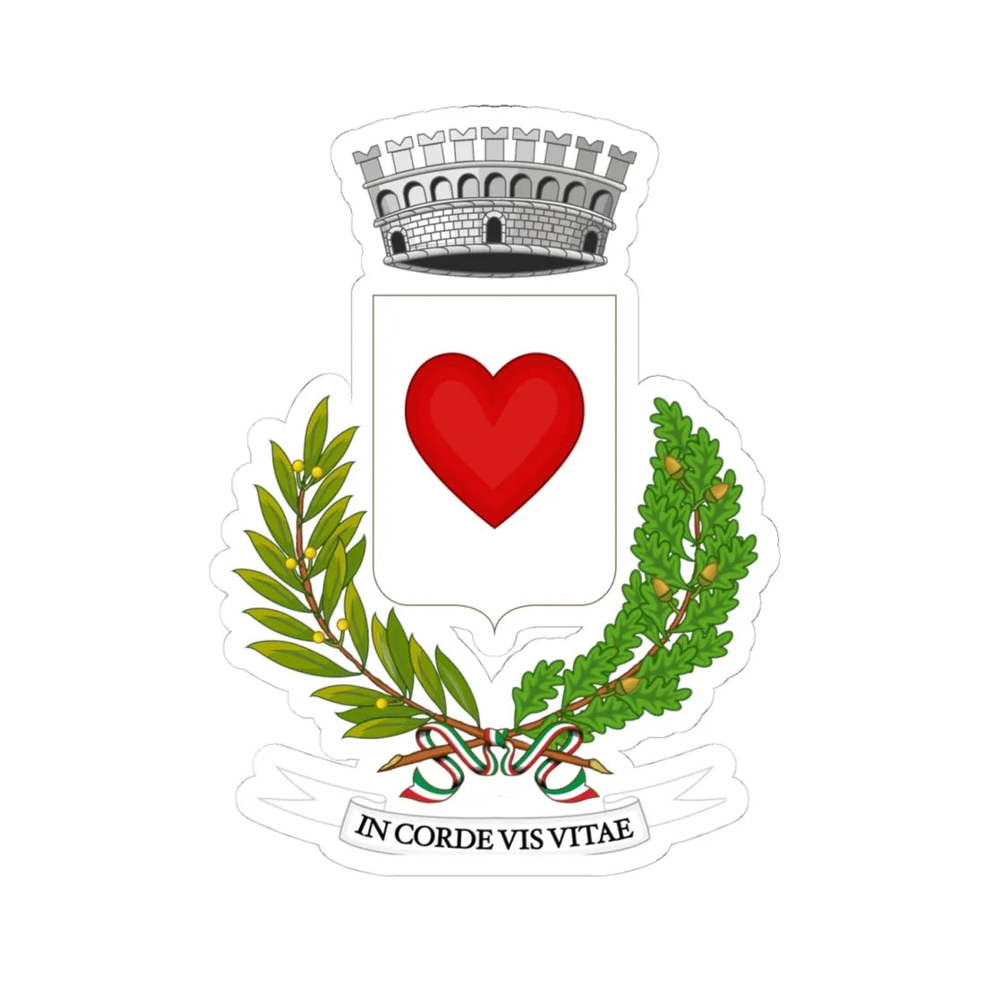 Corigliano dOtranto-Stemma (Italy) (Coat of Arms) STICKER Vinyl Kiss-Cut Decal 4 Inch White - The Sticker Space