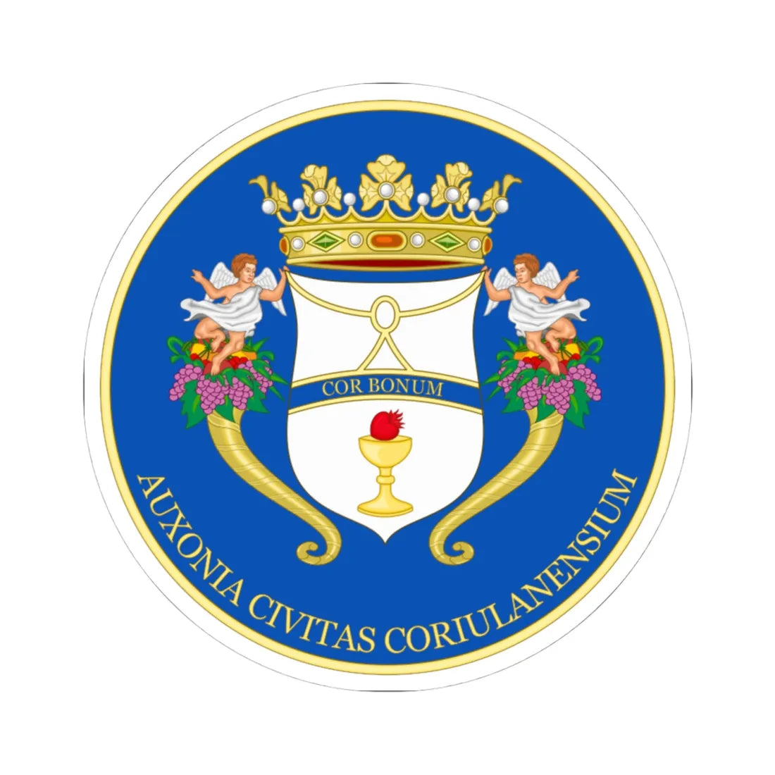 Corigliano-Stemma (Italy) (Coat of Arms) STICKER Vinyl Kiss-Cut Decal 4 Inch White - The Sticker Space