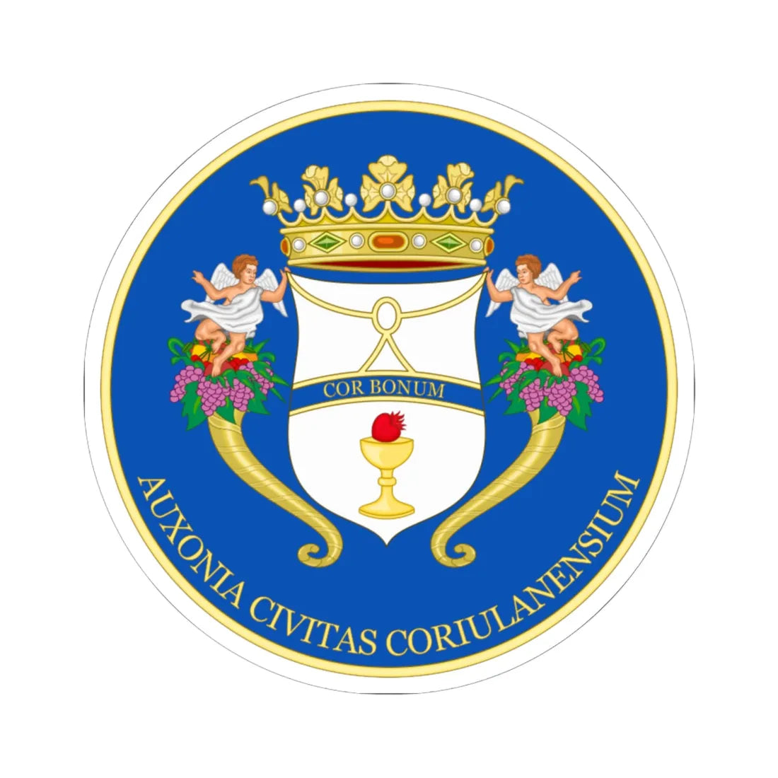 Corigliano-Stemma (Italy) (Coat of Arms) STICKER Vinyl Kiss-Cut Decal 6 Inch White - The Sticker Space