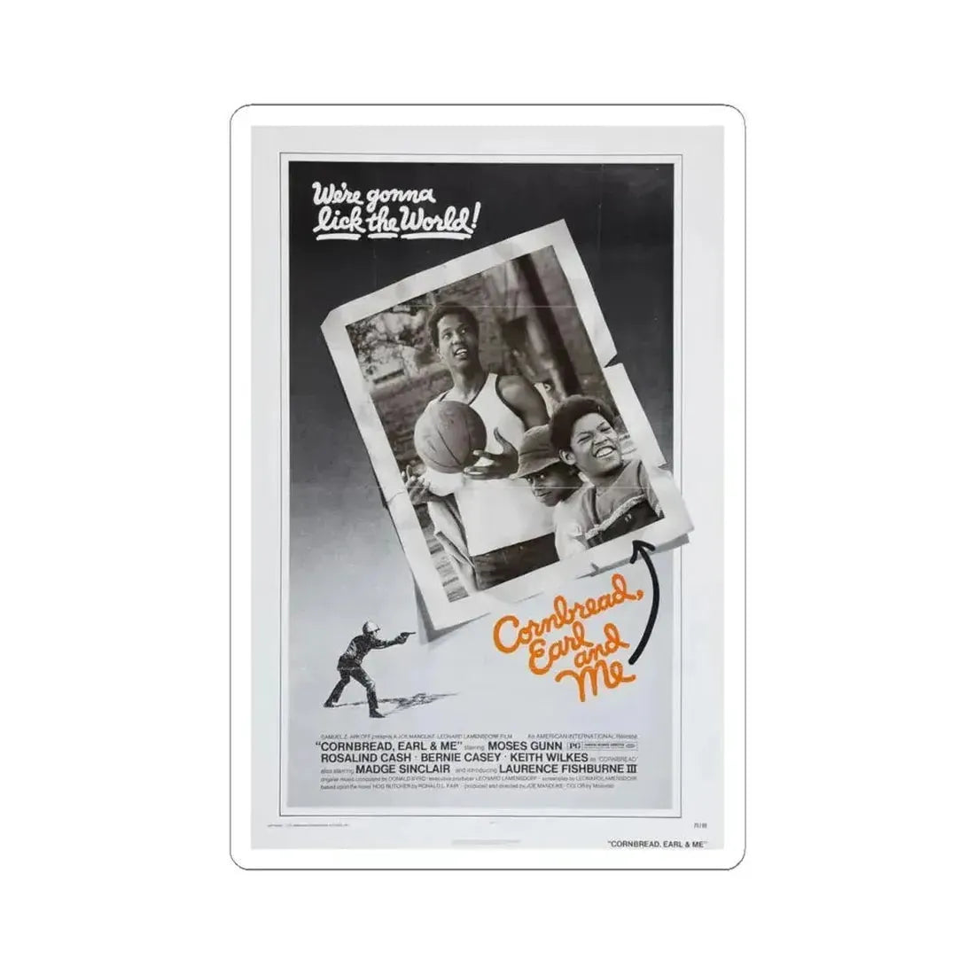CORNBREAD, EARL AND ME 1975 Movie Poster - STICKER Vinyl Kiss-Cut Decal 4 Inch White - The Sticker Space