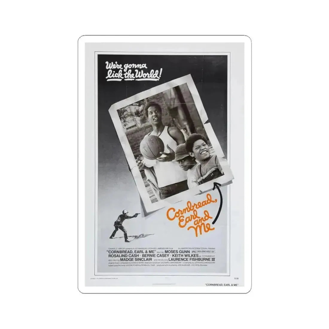 CORNBREAD, EARL AND ME 1975 Movie Poster - STICKER Vinyl Kiss-Cut Decal 6 Inch White - The Sticker Space