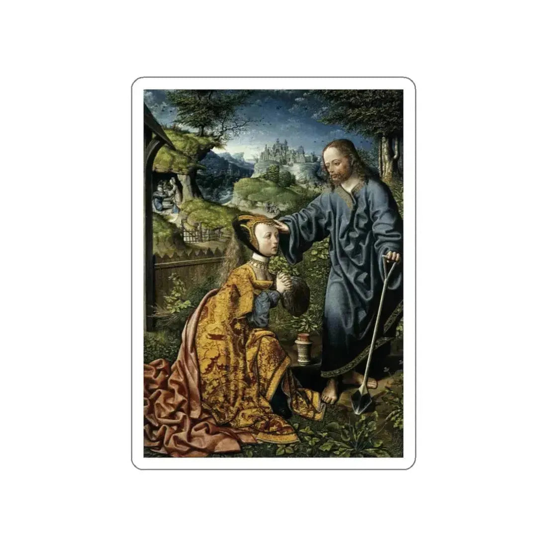 CORNELISZ van Oostsanen, Jacob - Christ Appearing to Mary Magdalen as a Gardener (Artwork) STICKER Vinyl Die-Cut Decal White Die-Cut 3 Inch - The Sticker Space