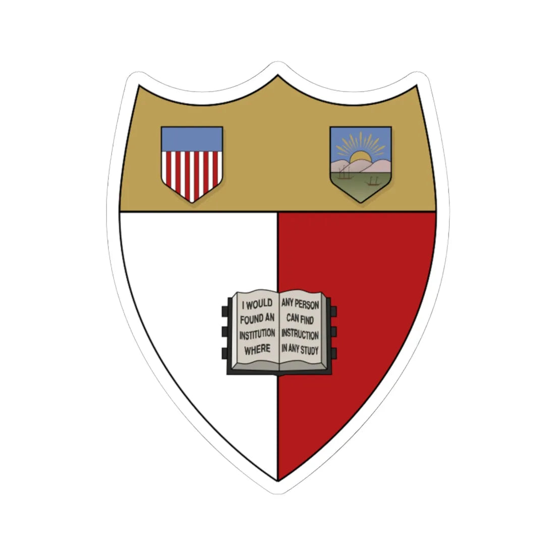 Cornell Shield Heraldic (United States) (Coat of Arms) STICKER Vinyl Kiss-Cut Decal 6 Inch White - The Sticker Space