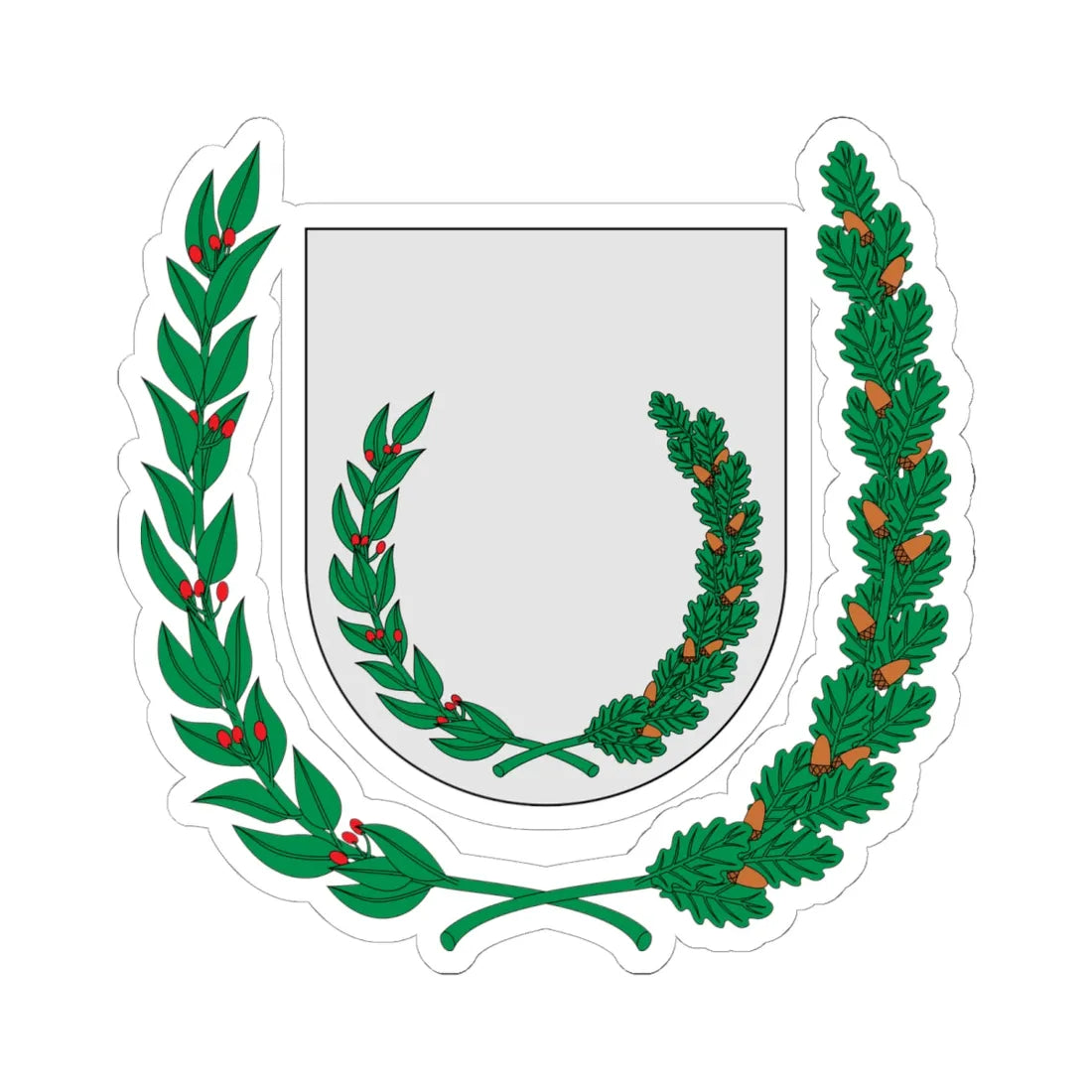 Corona de laurel y roble. Int - ext (Spain) (Coat of Arms) STICKER Vinyl Kiss-Cut Decal 6 Inch White - The Sticker Space
