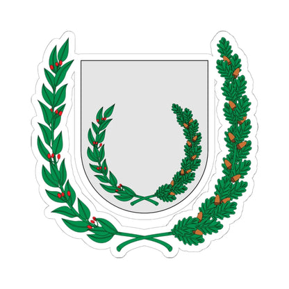Corona de laurel y roble. Int - ext (Spain) (Coat of Arms) STICKER Vinyl Kiss-Cut Decal 6 Inch White - The Sticker Space